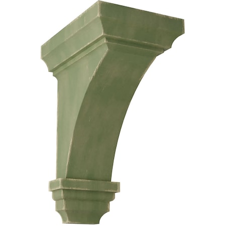 Ekena Millwork 4"W x 4 3/4"D x 8"H Small Jefferson Wood Vintage Decor Corbel, Restoration Green CORWD04X04X08JEGR